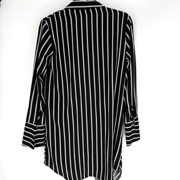 Storia Mini Wrap Shirt Dress Black with White Stripes Size Small NWT - Picture 5 of 7
